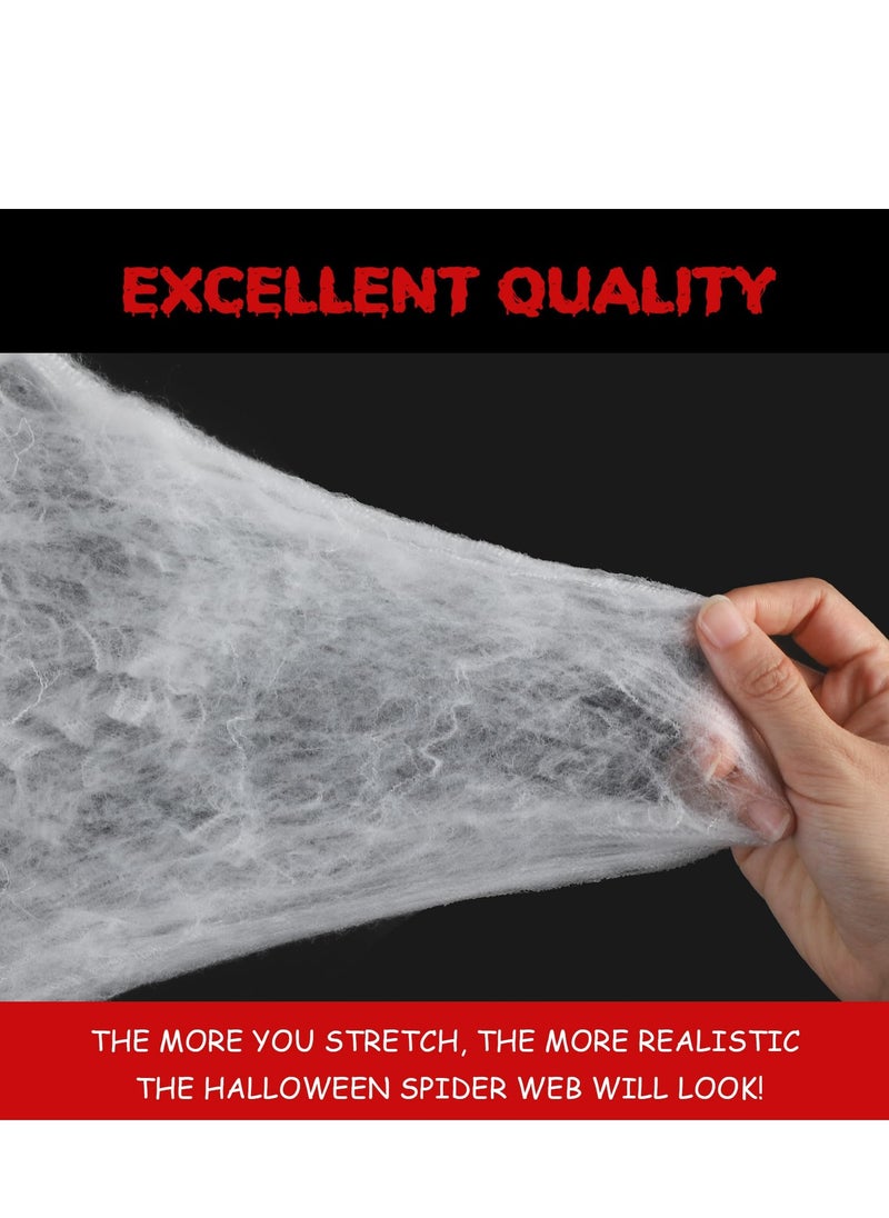 Excefore ديكورات شبكات العنكبوت مع 30 عنكبوتًا مزيفًا إضافيًا، ديكور كوخ مخيف، 280 جرامًا، شبكة عنكبوت من القطن فائق المرونة للديكور الداخلي والخارجي للمنزل المسكون  - Image 3