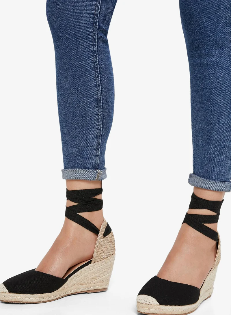 ELLA Closed Toe Lace Up Wedge Sandal