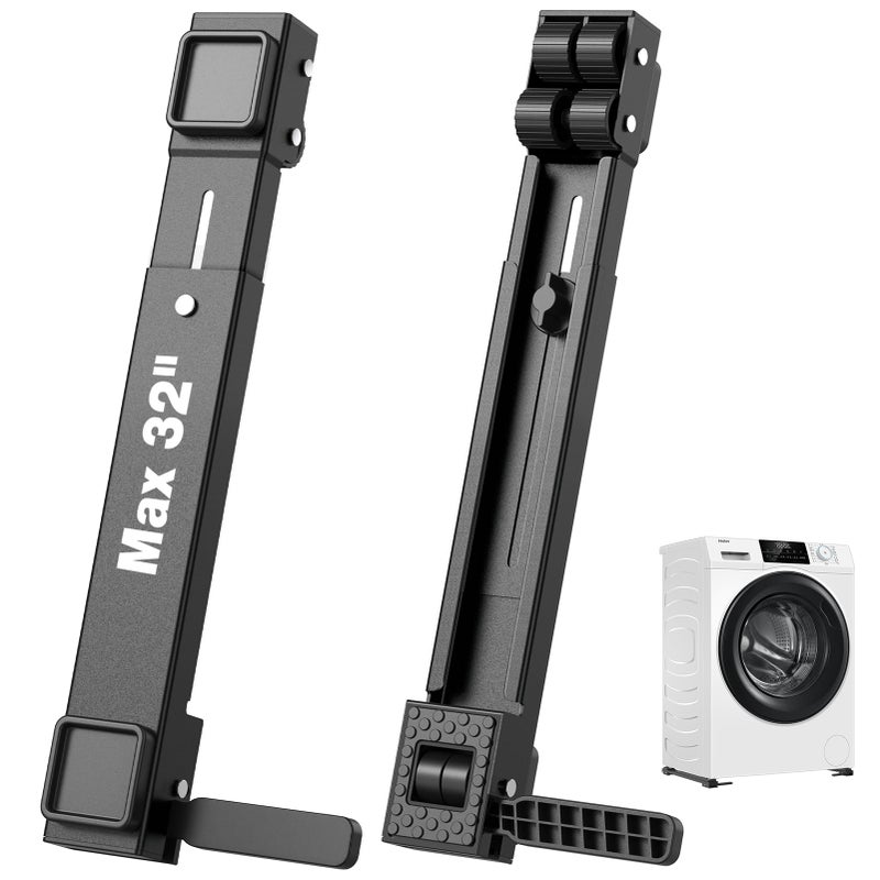 PHOPHO Appliance Slider Heavy Duty with Wheels Adjustable Appliance Roller Base Max 32 Lockable Furniture Mover for Hardwood Floors Easy Move for Refrigerator Dryer Dishwasher Washing Machine Black - Image 2