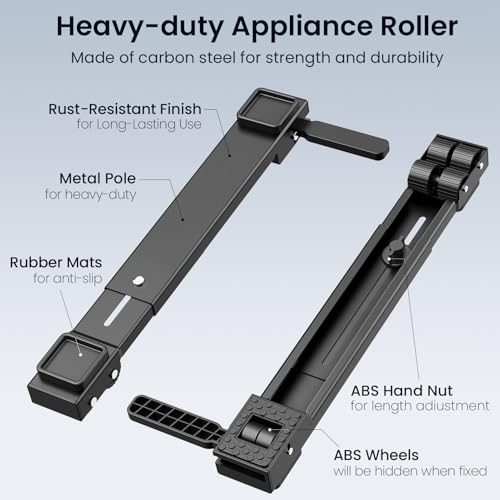 PHOPHO Appliance Slider Heavy Duty with Wheels Adjustable Appliance Roller Base Max 32 Lockable Furniture Mover for Hardwood Floors Easy Move for Refrigerator Dryer Dishwasher Washing Machine Black - Image 3