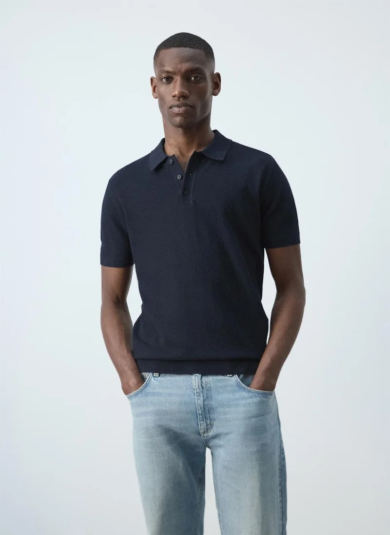 Fine-Knit Cotton Polo Shirt