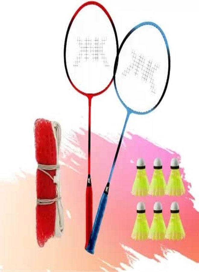 KNK Single Shaft Badminton Set of 2 with 6 Pc Nylon Shuttlecock & Badminton Net Badminton-Kit - Image 2