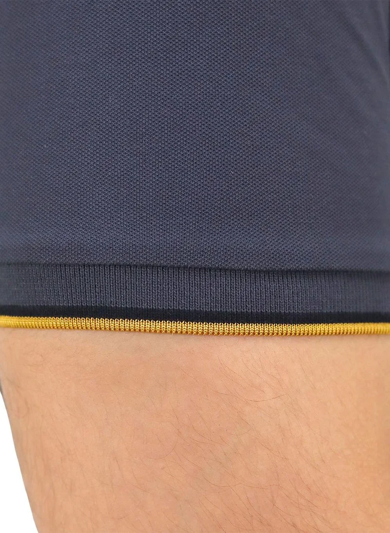 GIORDANO Men's Pique Flat Knit Collar Short Sleeve Eagle Embroidery Solid Color Polo