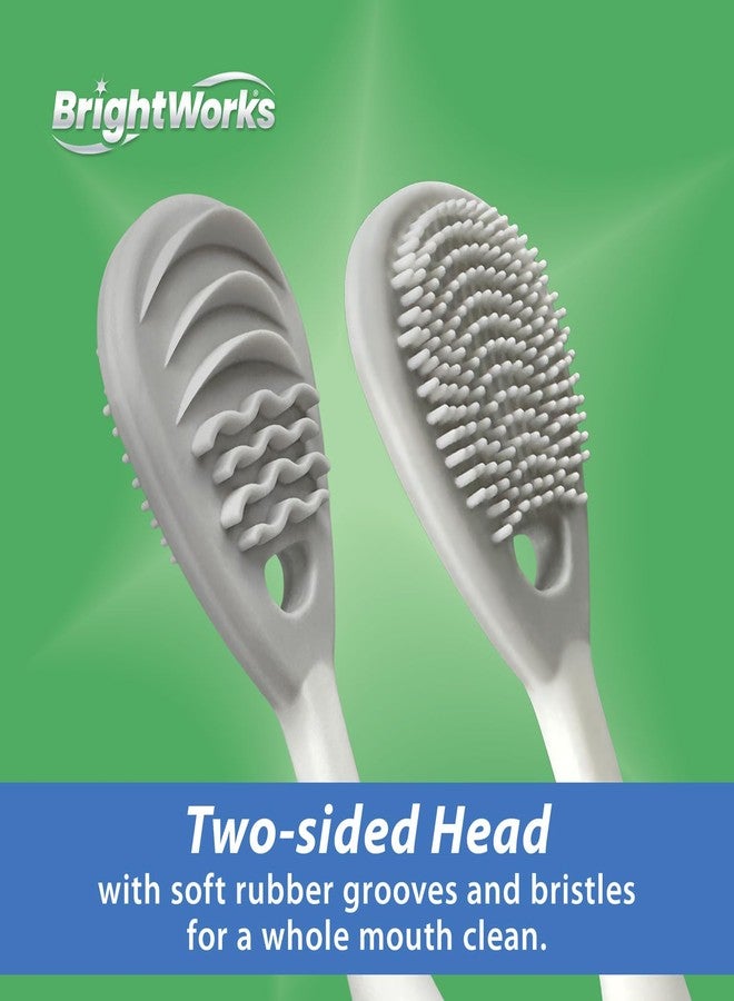 Brightworks ECO Tongue Cleaner – 100% PCR with Aluminum Handle - Dual-Sided Soft Rubber Grooves & Bristle Design - 2 Replaceable Heads + 1 Reusable Handle for Fresher Breath - Image 5