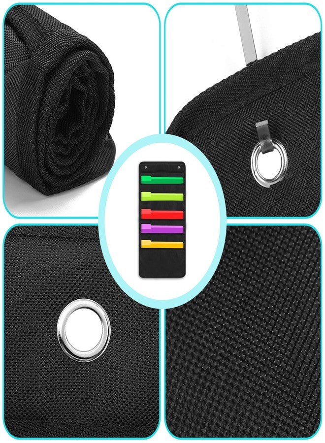 Sinzip Heavy Duty 5 Pocket Door Hanging File Organizer, Black Wall Storage Pocket Charts with 2 Hangers, Great for Classroom, School, Home or Office Use (5 Pocket) - Image 3