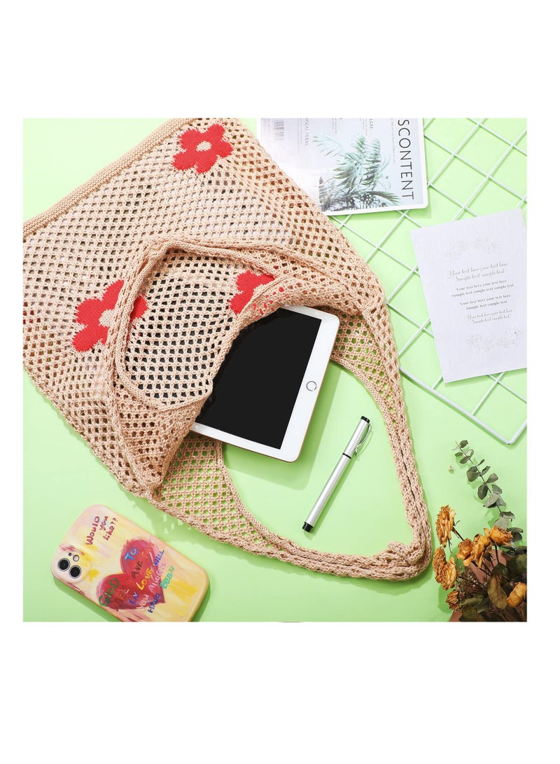 Zikra Crochet Tote Bag, Women's Tote Bag, Aesthetic Shoulder Handbags, Fairy Grunge Tote Bags Cute canvas tote Mesh Beach Bag - Image 5