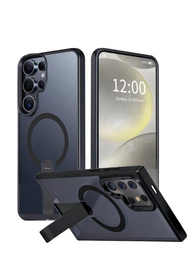 غطاء Samsung Galaxy S24 Ultra المغناطيسي MagSafe - تصميم شفاف مات مع حماية كاملة ضد الصدمات، غطاء رفيع بمغناطيس قوي مُخصص لـ Galaxy S24 Ultra (أسود)​ - Image 1