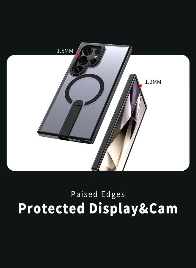 غطاء Samsung Galaxy S24 Ultra المغناطيسي MagSafe - تصميم شفاف مات مع حماية كاملة ضد الصدمات، غطاء رفيع بمغناطيس قوي مُخصص لـ Galaxy S24 Ultra (أسود)​ - Image 4