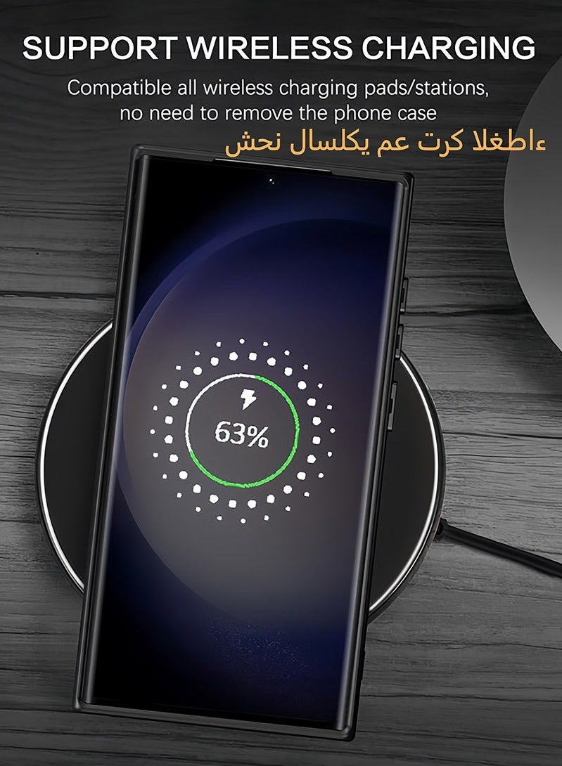 Samsung S24 Ultra Case, Compatible with MagSafe, Magnetic Cover with Invisible Stand, Translucent Matte Back  Shockproof S24 Ultra Cover, Slim Full Protection Samsung Galaxy S24 Ultra Back Cover (Black) - Image 3