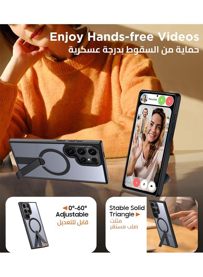 Samsung S24 Ultra Case, Compatible with MagSafe, Magnetic Cover with Invisible Stand, Translucent Matte Back  Shockproof S24 Ultra Cover, Slim Full Protection Samsung Galaxy S24 Ultra Back Cover (Black) - Image 4