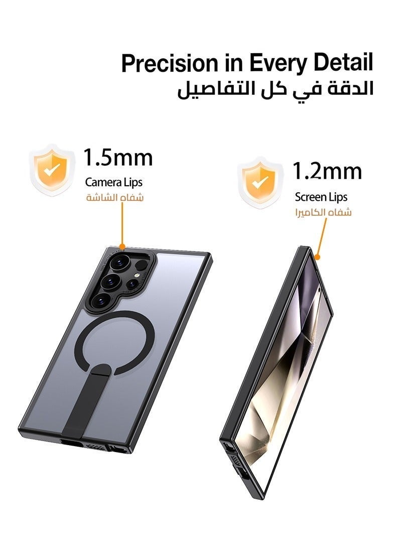 Samsung S24 Ultra Case, Compatible with MagSafe, Magnetic Cover with Invisible Stand, Translucent Matte Back  Shockproof S24 Ultra Cover, Slim Full Protection Samsung Galaxy S24 Ultra Back Cover (Black) - Image 5
