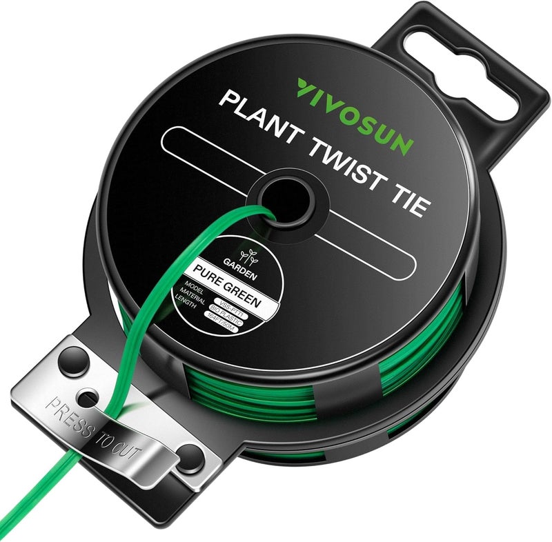 VIVOSUN 164 Feet (50m) PE-Coated Twist Ties, Garden Plant Ties w/Cutter for Gardening, Outdoor Garden Twine Reuseable for Climbing Supporting Plants Tomatoes, Office Home Organization, Garland Ties - Image 1