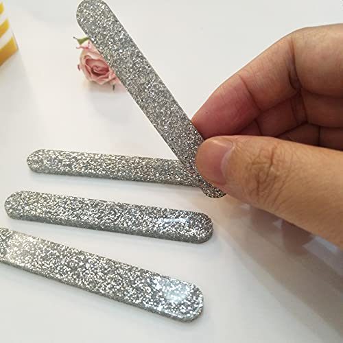 ACFENG 30pcs Reusable Acrylic Cakesicle Popsicle Sticks, Mini Glitter Acrylic Ice Pop Stick for Family Home Festival Party DIY Creamsicle Candy (Silver Glitter, 2.75” Long) - Image 3