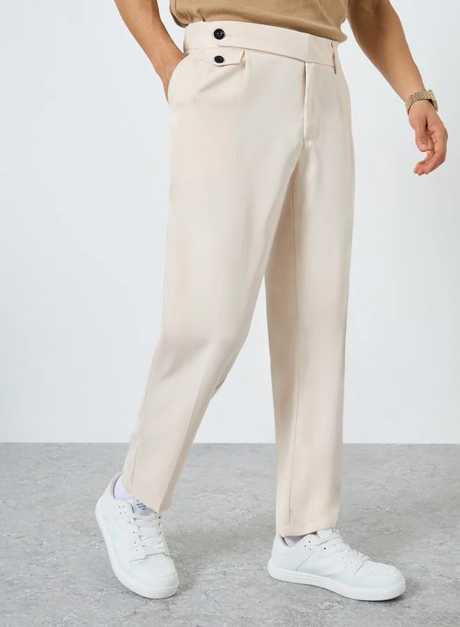 Take Two Men Pocket Pleated Detail Straight Leg Pants