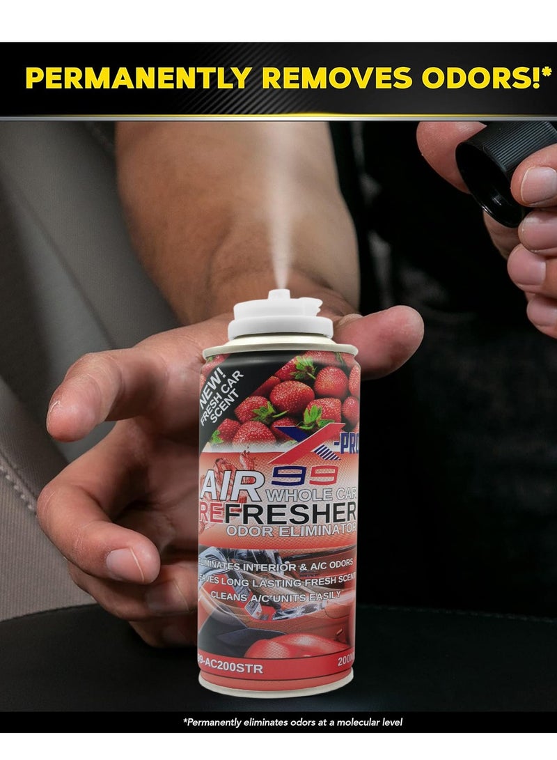 X Pro 99 5PCS  X-PRO 99 Air Refresher Whole Car Odor Eliminator Spray 200ml Strawberry Fresh Scent A/C Vent Cleaner Interior Cabin Freshener Long Lasting Car Fragrance Spray for Cars SUVs Vans Trucks - Model X99-AC200STR - Image 4