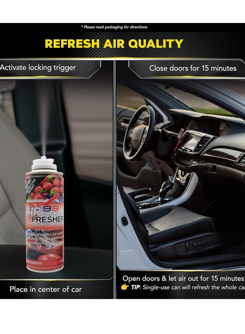 X Pro 99 5PCS  X-PRO 99 Air Refresher Whole Car Odor Eliminator Spray 200ml Strawberry Fresh Scent A/C Vent Cleaner Interior Cabin Freshener Long Lasting Car Fragrance Spray for Cars SUVs Vans Trucks - Model X99-AC200STR - Image 2