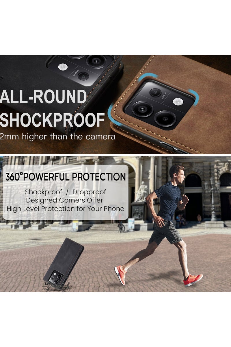 CaseMe Xiaomi Redmi Note 13 Pro 5G Wallet Case Book Folding Flip Folio Case with Magnetic Kickstand Card Slots Protective Cover - Black - Image 4