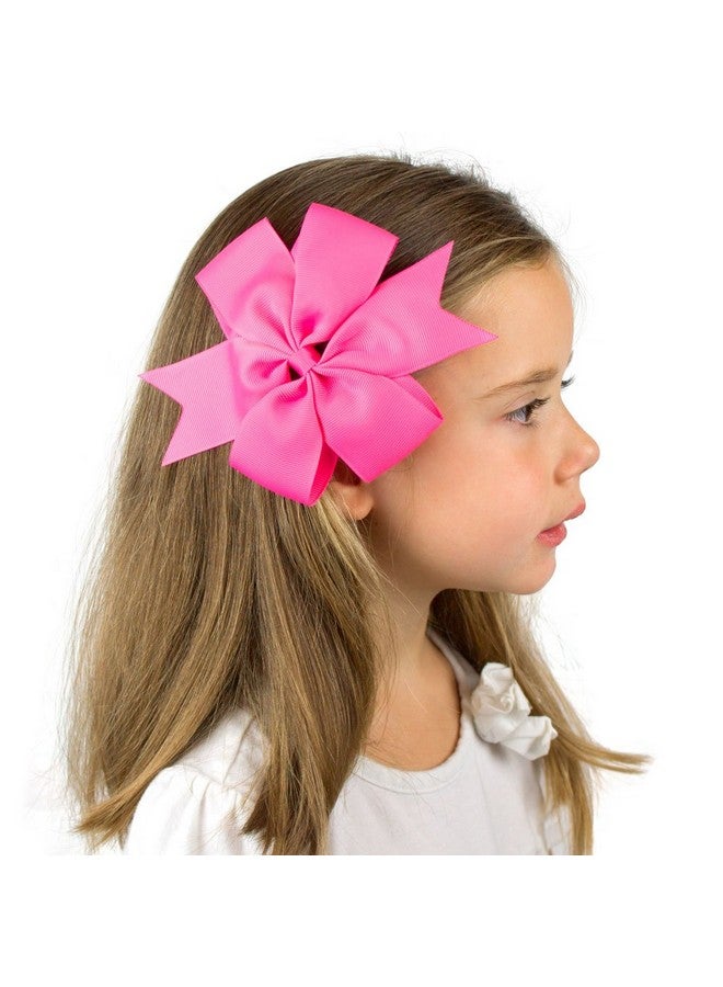 My Lello Medium 4" Girls Split Tails Boutique Grosgrain Hairbow Mixed Variety 6 Pack Bright Shades - Image 5
