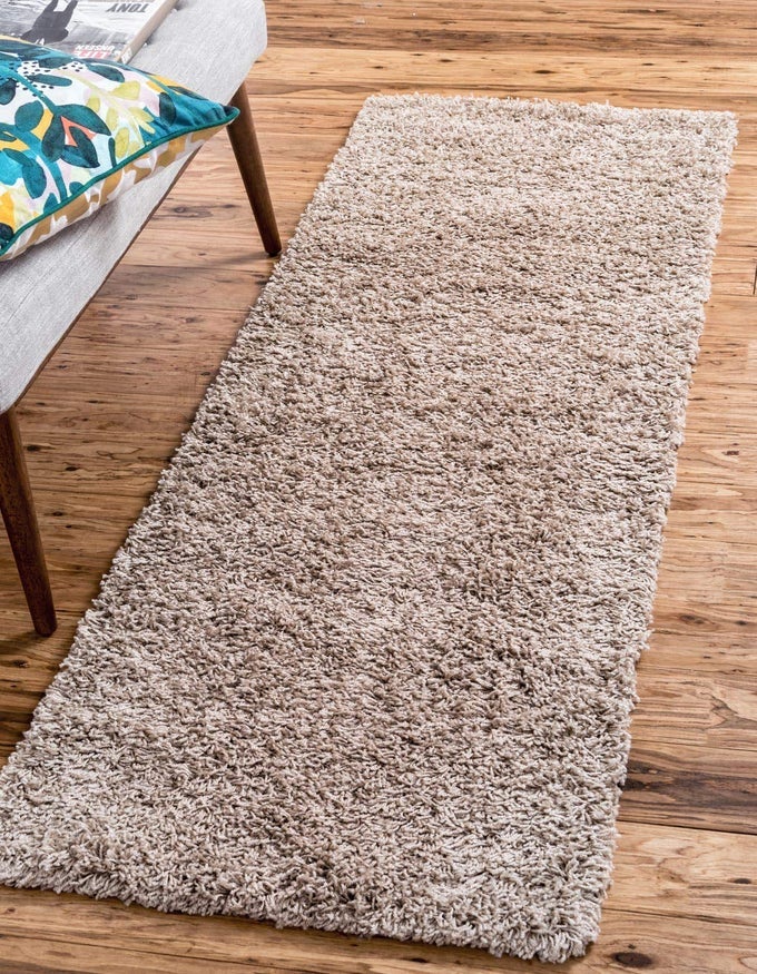 SOLID SHAG COLLECTION AREA RUG 2 6 X 13 1 RUNNER TAUPE