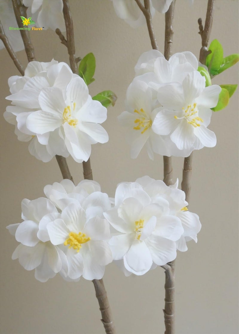 Blooming Floret Artificial Cherry Blossom Stick | 98 cm Long Flower Stems for Home Decor | Real-Touch Branch for Vases, Gifting & Wedding Decorations (Snow White) - Image 4