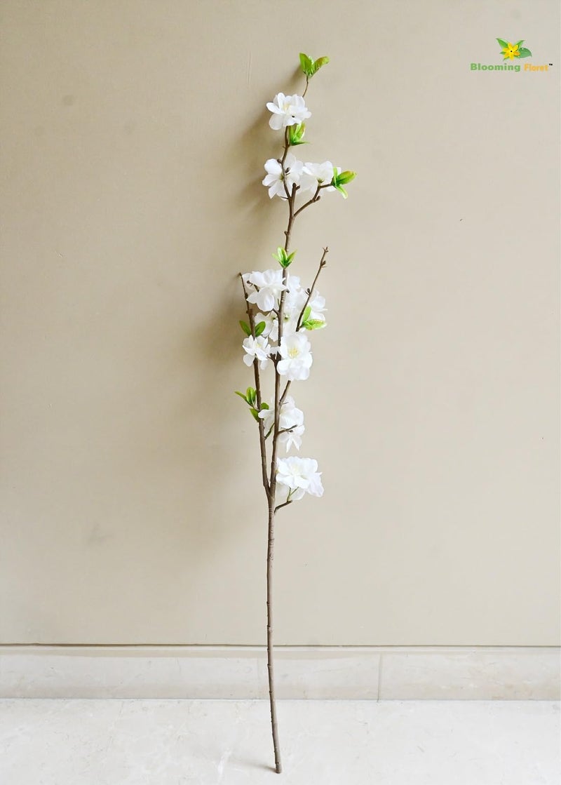 Blooming Floret Artificial Cherry Blossom Stick | 98 cm Long Flower Stems for Home Decor | Real-Touch Branch for Vases, Gifting & Wedding Decorations (Snow White) - Image 5