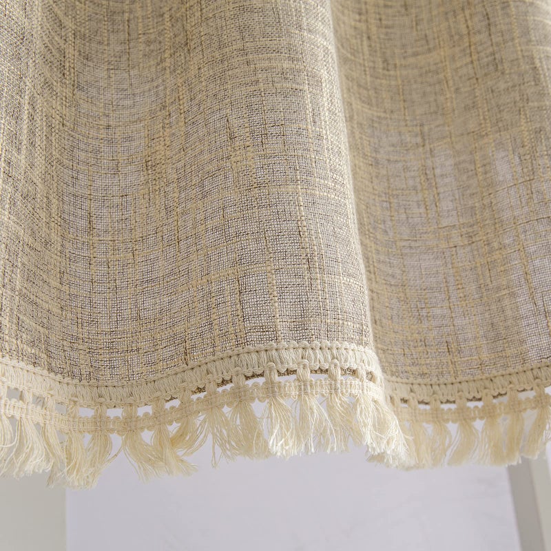 BD BEDA HOME Beda Home Tassel Linen Textured Swag Curtain Valance for Farmhousesâ€™ Kitchen; Rustic Short Swag Topper for Small Windows Bedroom Privacy Added Rod Pocket Design(Taupe, 52Wx18L - 1PC) - Image 5