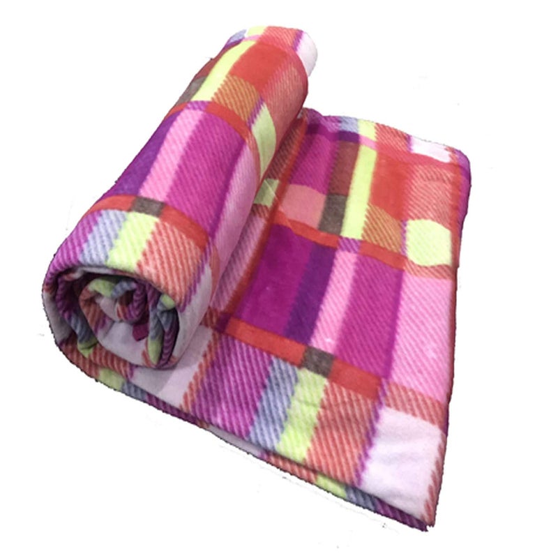 MORADO MORADO Woolen Fabric 200 TC Double Bed Quilt CoverDuvet CoverRajai CoverBlanket Cover for Winters 90 X 100 Inches Pink Checks - Image 2