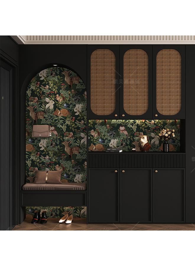 Bluejw Vintage Wallpaper Room Decoration Self-adhesive Wallpaper Home Entry Shoe Cabinet Wardrobe Door Sticker Color Change Moving Door Sliding Door Sticker - Image 2