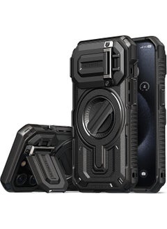 VRS Design Terra Guard Ultimate iPhone 15 PRO Case Cover MagSafe Compatible with Camera Lens Protector Kickstand - Black  - Image 1