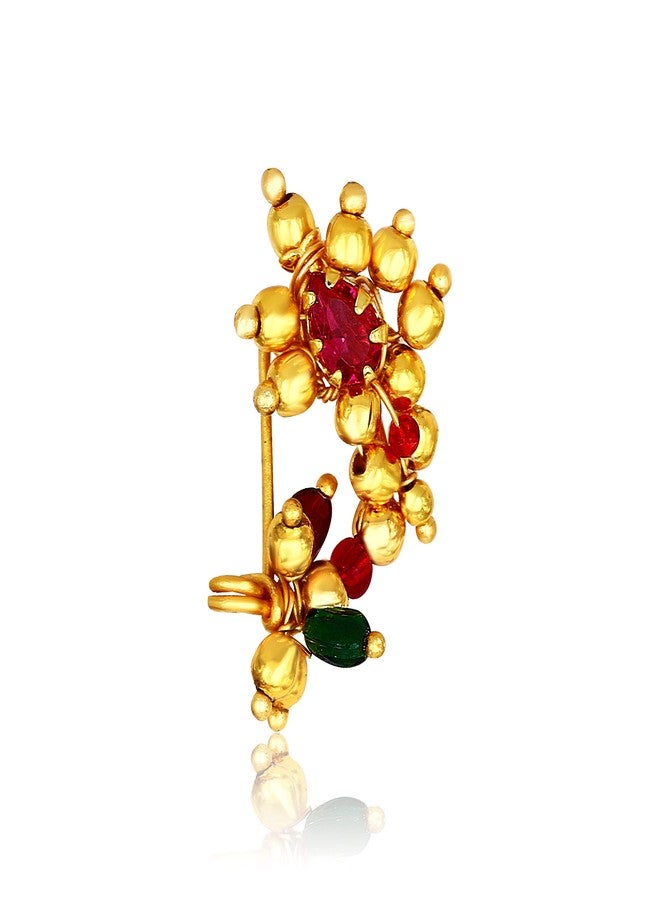 MEENAZ Copper, Gold Plated Traditional Maharashtrian Nath Nose Rings for Women