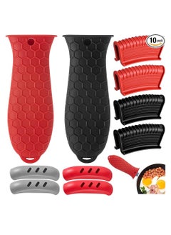Silicone Heat-Resistant Handle Cover, 10 Packs Silicone Pot Holders, Cast Iron Handle Covers Heat Resistant, Non-Slip Pot Handle Covers, for Frying Cast Iron Metal Pan