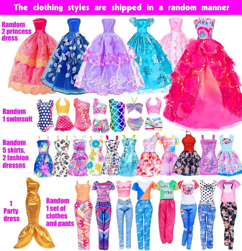 ebuddy 105 Pcs Doll and Closet Plyaset- Wardrobe Set Including One Doll,Wardrobe, Shoes Rack, Dress, Shoes Hangers, Necklace - Image 4