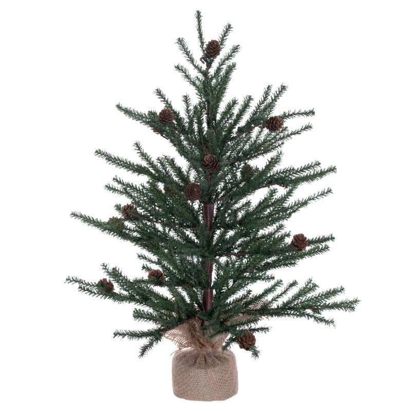 Vickerman Vickerman 15 Foot Tall Caramel Pine Artificial Christmas Tree Unlit Seasonal Indoor Home Decor with Decorative Burlap Base  Featuring Decorative Pine Cones