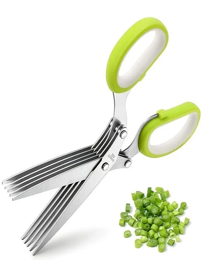 Generic 5 Layers Stainless Steel Kitchen Shears - Perfect For Chopping Green Onions, Vegetables, Herbs, And Spices - Essential Cooking Supplies  - Image 1