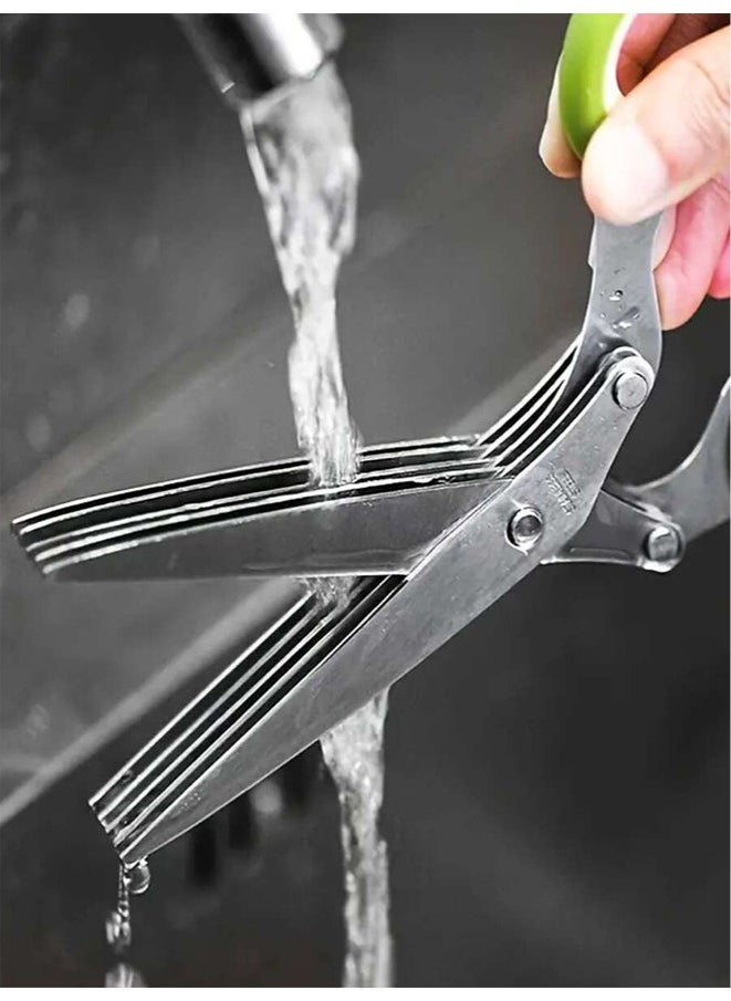 Generic 5 Layers Stainless Steel Kitchen Shears - Perfect For Chopping Green Onions, Vegetables, Herbs, And Spices - Essential Cooking Supplies  - Image 4