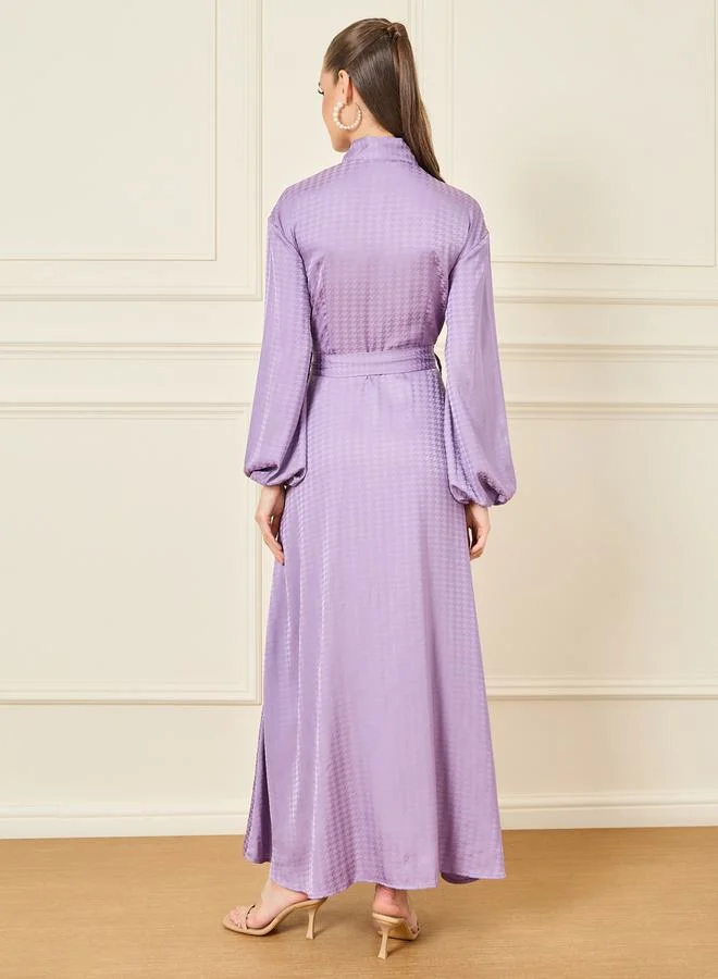 Styli Lilac Belted Maxi Dress