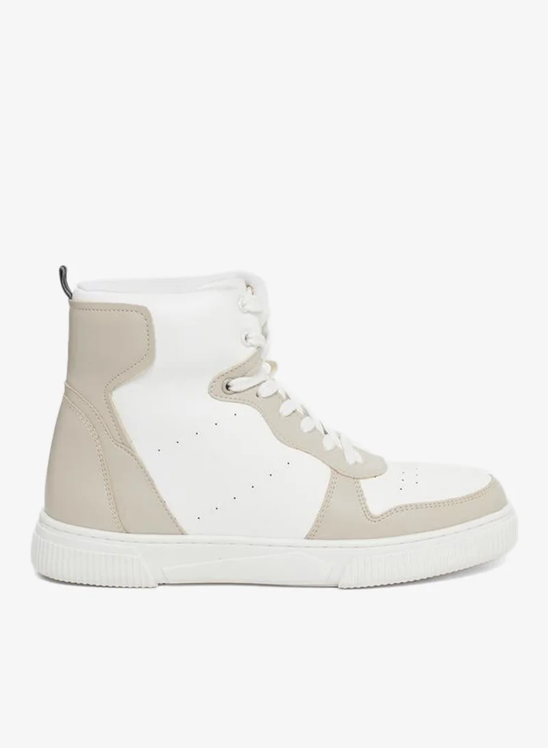Styli Panelled High-Top Lace Up Sneakers