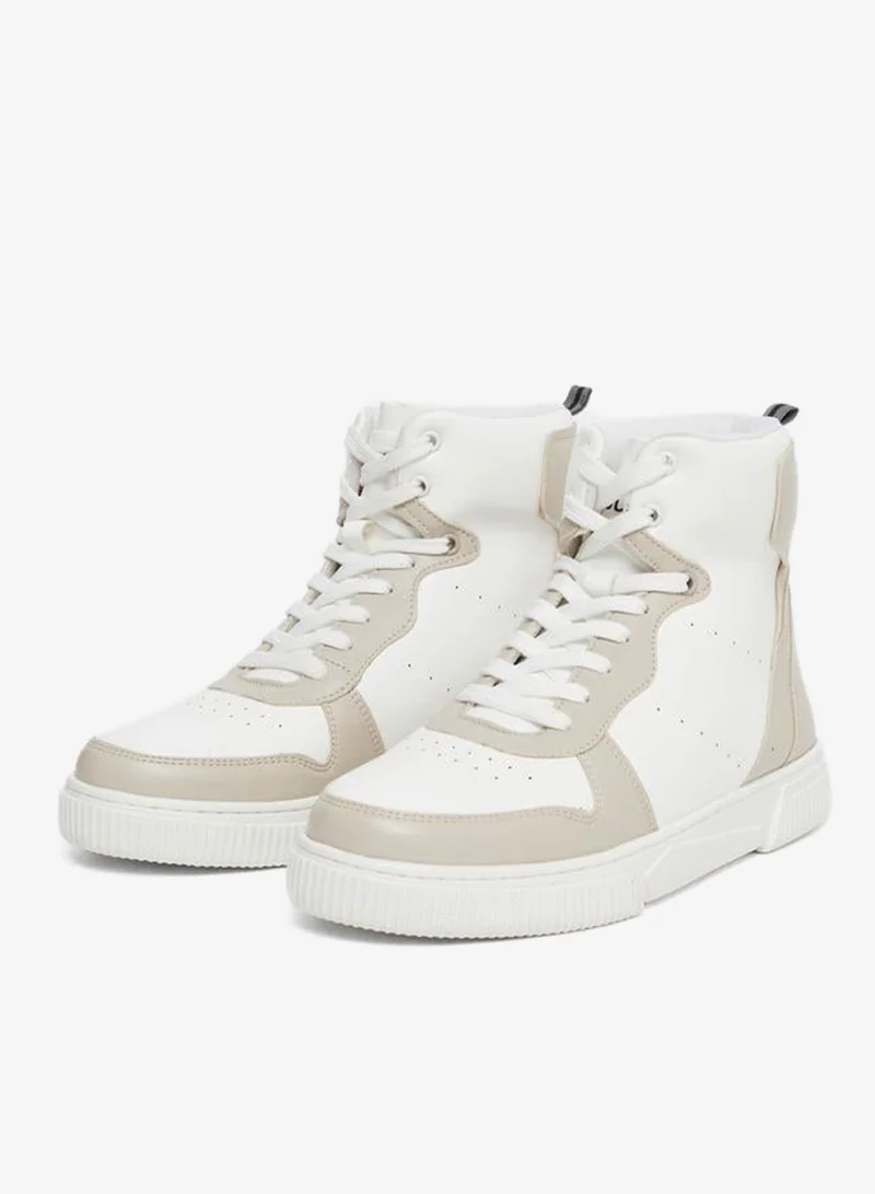 Styli Active  Panelled High-Top Lace Up Sneakers for Women | Best Price UAE