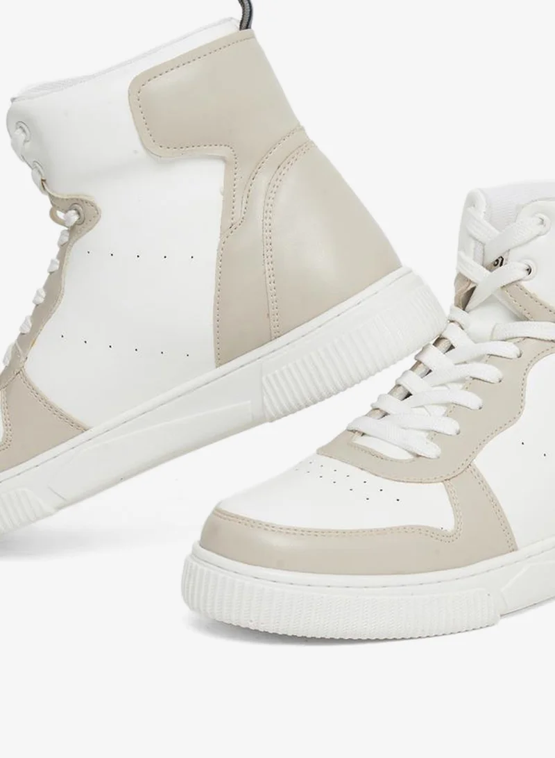 Styli Active  Panelled High-Top Lace Up Sneakers for Women | Best Price UAE