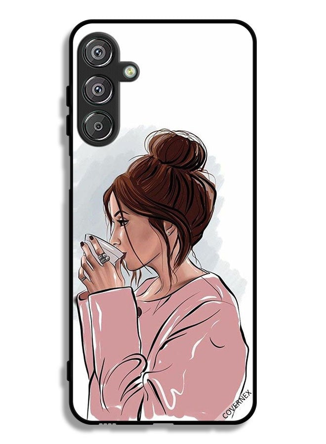 Covernex Samsung Galaxy A16 4G Protective Case Cover Girl Drinking Tea Art - Image 1