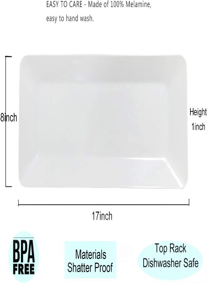 AKDC 17-Inches Melamine Serving Platters/Rectangular Trays For Party | Set Of 2 White, Dishwasher Safe, Bpa Free - Image 5