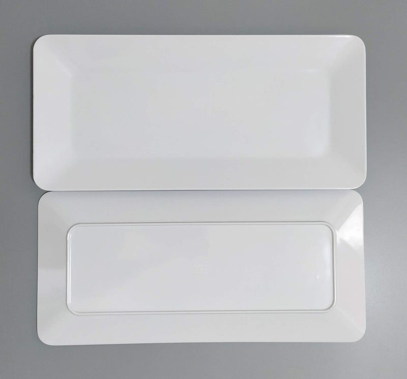 AKDC 17-Inches Melamine Serving Platters/Rectangular Trays For Party | Set Of 2 White, Dishwasher Safe, Bpa Free - Image 3