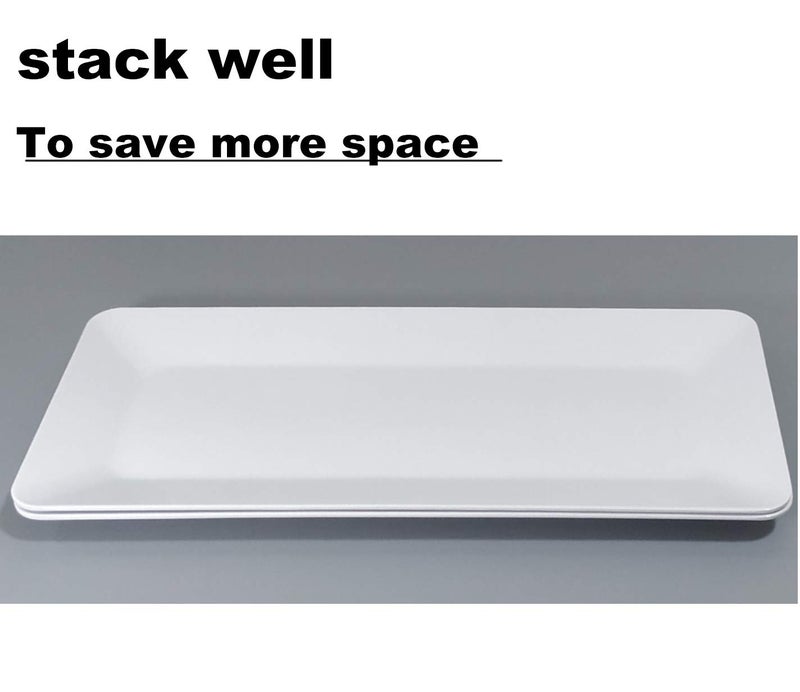 AKDC 17-Inches Melamine Serving Platters/Rectangular Trays For Party | Set Of 2 White, Dishwasher Safe, Bpa Free - Image 4