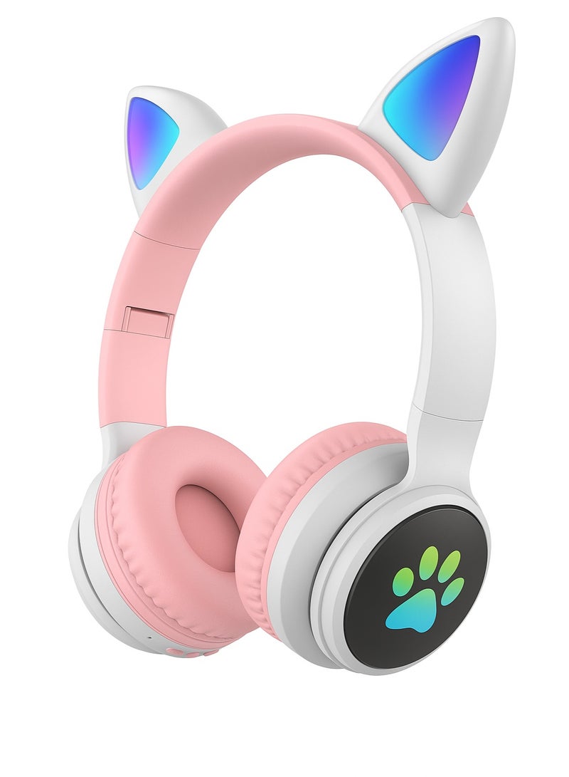 Cat Ear Bluetooth Headphones with Luminous Paw Design – Adjustable, Volume-Limited, Wireless/Wired, Foldable - Image 2