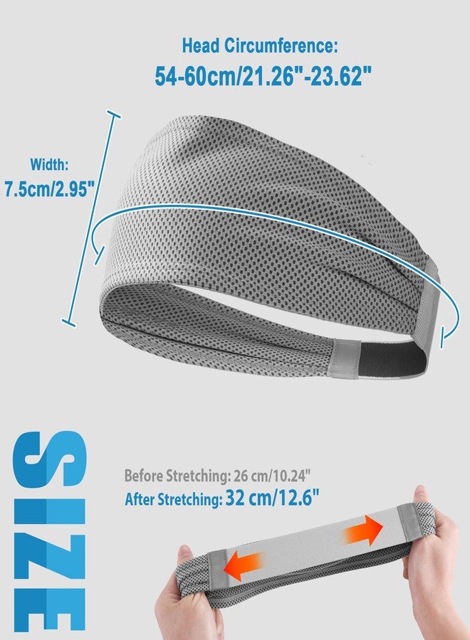 Sukeen Cooling Sports Headbands for Men 4 Pack: Instant Cooling Moisture Wicking Sweatbands Non-Slip, Quick-Dry Elastic Mens Headband for Gym Running Training Workout, Black/Dark Gray/Royal Blue/Gray - Image 5