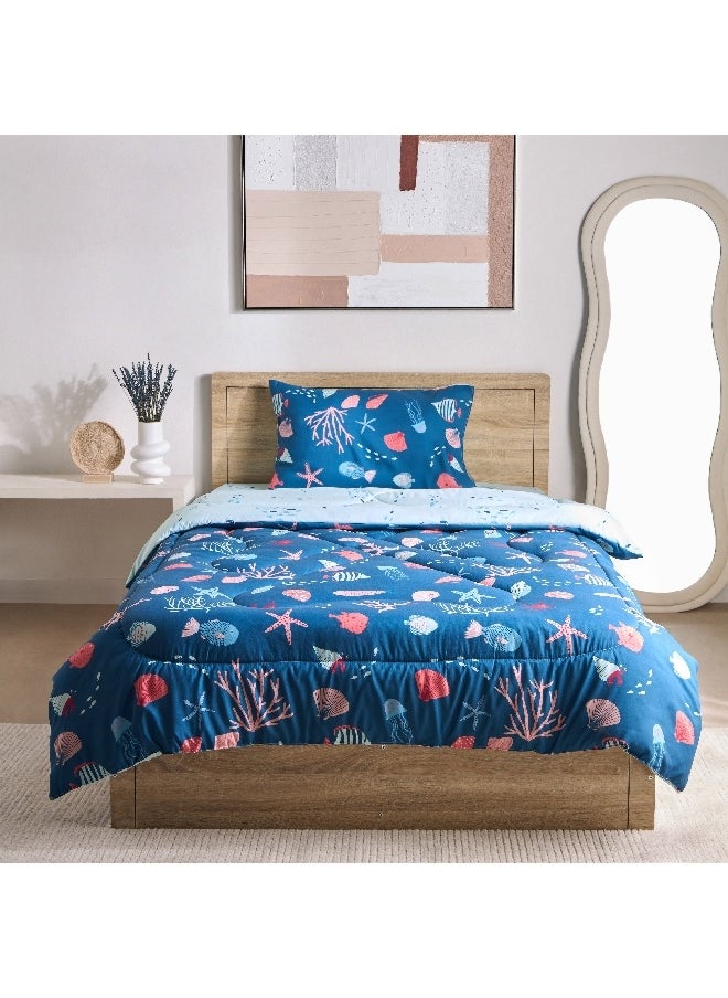 Home Box Joy 2-Piece Sea World Fishes Twin Microfibre Comforter Set 220 x 160 cm  - Image 1