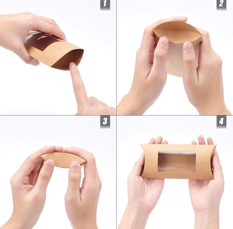 VRB Dec 50 قطعة صناديق هدايا صغيرة بنية قابلة للطي للتغليف / صناديق هدايا للتقديم ، صناديق هدايا فارغة ، صناديق هدايا للتقديم ، هدايا العودة ، الشوكولاتة ، الفواكه المجففة ، هدايا الزفاف والبويا. (50 قطعة صندوق بني) - Image 3