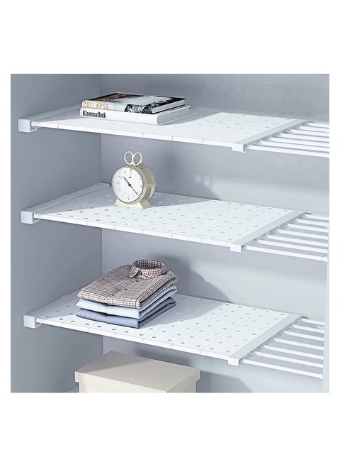 Closet Tension Shelf & Rod, Bathroom Kitchen Garage Telescopic Storage Rack, Expandable Adjustable Separator Wardrobe Cupboard Space Saving Divider (38-60cm)