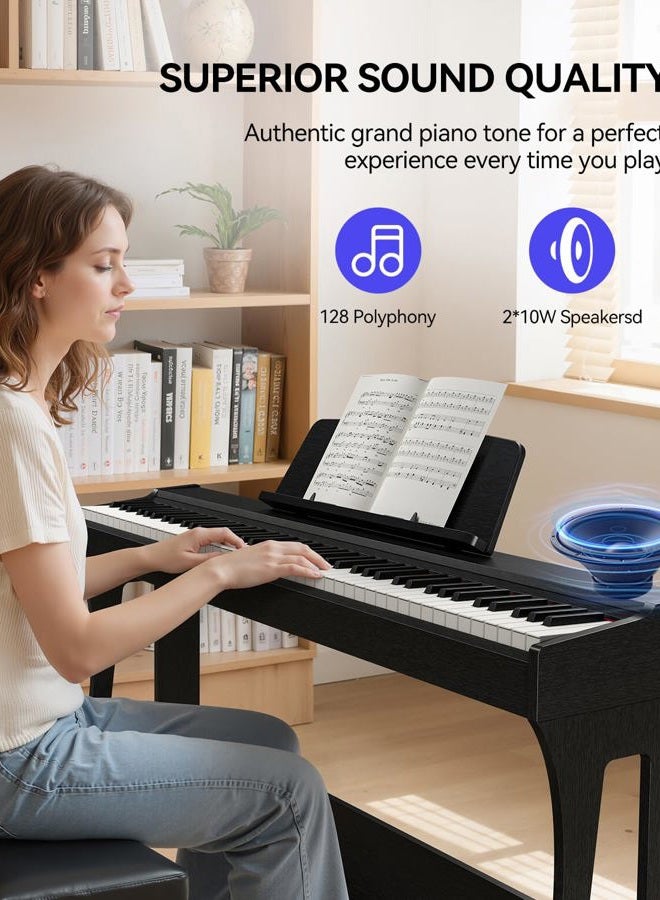 Rhymo 88 Keys Weighted Keyboard Piano, Full Size Hammer Action Digital Piano with Speakers, Wooden Upright Digital Piano, Electronic Piano Keyboard with Furniture Stand Suitable for Beginners - Image 3