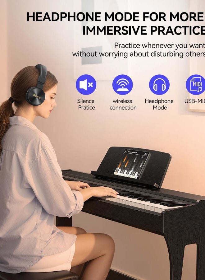 Rhymo 88 Keys Weighted Keyboard Piano, Full Size Hammer Action Digital Piano with Speakers, Wooden Upright Digital Piano, Electronic Piano Keyboard with Furniture Stand Suitable for Beginners - Image 4